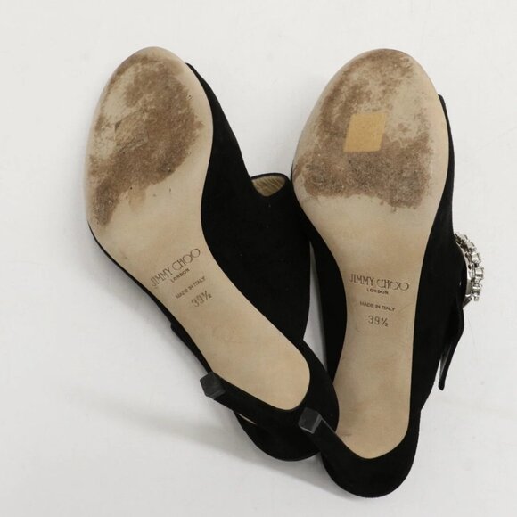 Jimmy Choo Saf 85 Crystal-Embellished Suede Sandals Size 39.5/US 9.5 - Picture 9 of 15